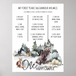 Rustikales Wald One Happy Camper Milestone Board Poster