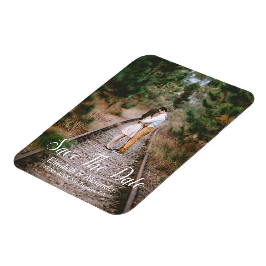 Rustikales Wald Save the Date Magnet (Linke Seite)