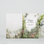 Rustikales Wald-Wasserfall-Hochzeitsprogramm (Stehend Vorderseite)