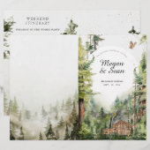 Rustikales Wald-Wasserfall-Hochzeitsprogramm (Vorne/Hinten)