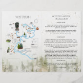 Rustikales Wald-Wasserfall-Hochzeitsprogramm mit S (Rückseite)
