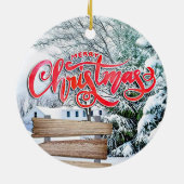 Rustikales Wald Weihnachten Winterschnee Wälder Keramik Ornament (Hinten)