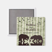 Rustikales Waldbärenfischen, Birkenbäume Hochzeit Magnet (Vorderseite/Rückseite)