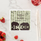Rustikales Waldbärenfischen, Birkenbäume Hochzeit Serviette (Beispiel)
