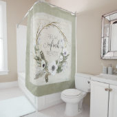 Rustikales Waldbauernhaus - Blumenzellenschrift Duschvorhang (Beispiel)