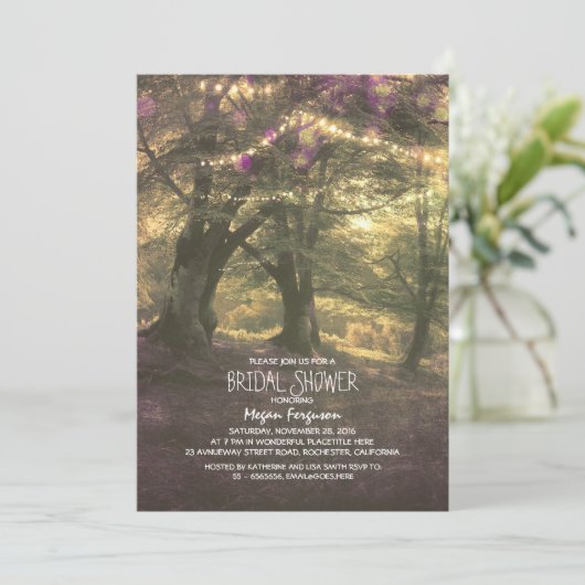 Rustikales Waldbaum-Brautparty Einladung (Stehend Vorderseite)