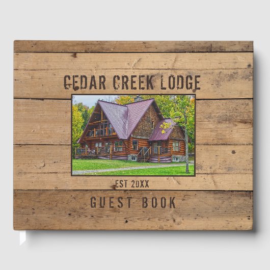 Rustikales Waldbaum Foto Personalisiert Gästebuch (Vorderseite)