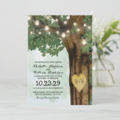 Rustikales Waldbaum Twinkle Lights Hochzeit Einladung (Stehend Vorderseite)