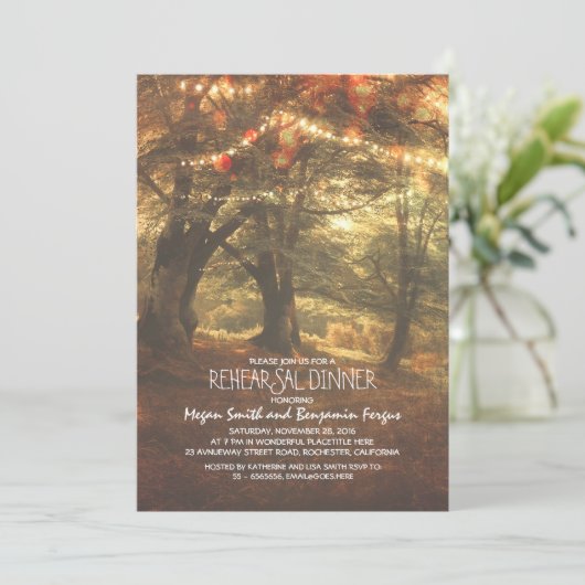 Rustikales Waldbaumessen Probe Einladung (Stehend Vorderseite)