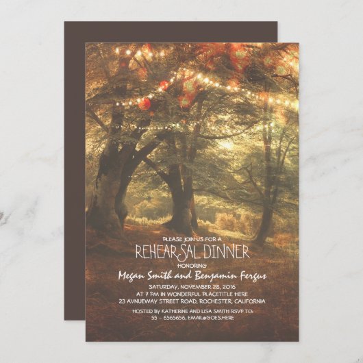 Rustikales Waldbaumessen Probe Einladung (Vorne/Hinten)