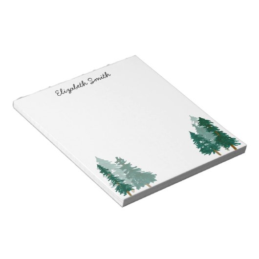 Rustikales Waldbaumwald - Aquarellschrift Name Notizblock (angewinkelt)