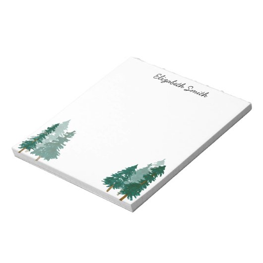 Rustikales Waldbaumwald - Aquarellschrift Name Notizblock (Rotiert)