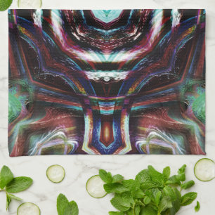 Rustikales, waldbraunes Kaleidoskop mit Minzdetail Geschirrtuch