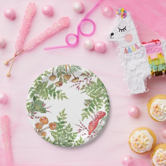 Rustikales Waldfrösche-Bienenpilz Naturfolien Pappteller (Party)