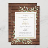 Rustikales Waldgrün Beerdigung des Lebens Einladung (Vorne/Hinten)