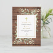 Rustikales Waldgrün-Gedenkkreuz Dankeskarte (Stehend Vorderseite)