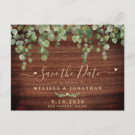 Rustikales Waldgrün Land Hochzeit Save the Date Ankündigungspostkarte