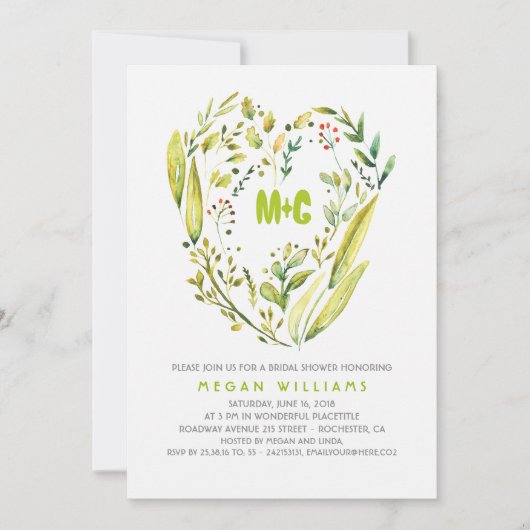 Rustikales Waldgrün winden Brautparty Einladung (Vorderseite)