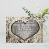 Rustikales Waldherz in Baumhochzeit Einladung (Stehend Vorderseite)