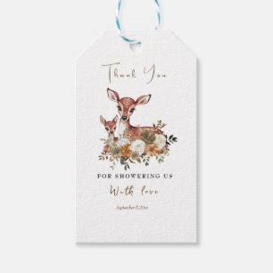 Rustikales Waldhirsch-Baby-Shower-Dankeschön-Tag Geschenkanhänger