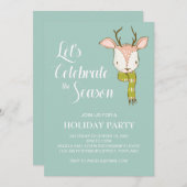 Rustikales Waldhirsch mit Scarf Feiertag Einladung (Vorne/Hinten)