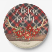 Rustikales Waldland Antler und Kariert Pappteller (Vorderseite)