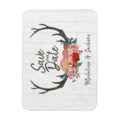 Rustikales Waldland Deer Antler Bouquet Save the D Magnet (Vertikal)