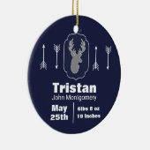 Rustikales Waldland Graues Hirsch und Foto der Mar Keramik Ornament (Rechts)