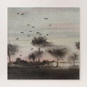 rustikales Waldland Herbst Landschaft Sonnenunterg Puzzle (Vertikal)