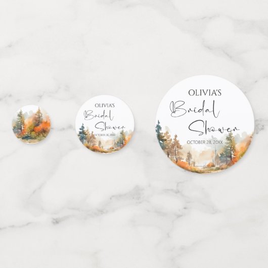 Rustikales Waldland Herbstwald Brautparty Konfetti (Vorderseiten)