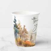 Rustikales Waldland Herbstwald Brautparty Pappbecher (Vorderseite)