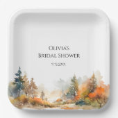 Rustikales Waldland Herbstwald Brautparty Pappteller (Vorderseite)