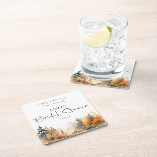 Rustikales Waldland Herbstwald Brautparty Rechteckiger Pappuntersetzer (Vor Ort)