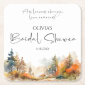 Rustikales Waldland Herbstwald Brautparty Rechteckiger Pappuntersetzer (Vorderseite)