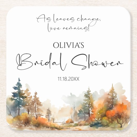 Rustikales Waldland Herbstwald Brautparty Rechteckiger Pappuntersetzer (Vorderseite)