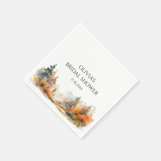 Rustikales Waldland Herbstwald Brautparty Serviette (Ecke)