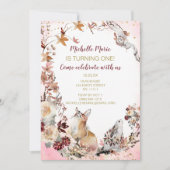 Rustikales Waldland Hirsche Blumengeburt erster Ge Einladung (Vorderseite)