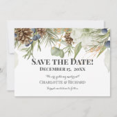 Rustikales Waldland Pinecones Horizontal Save The Date (Vorderseite)