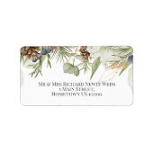 Rustikales Waldland Pinecones NEWLY WED Adressaufkleber (Vorne)