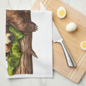 Rustikales Waldland Schlafbär Wasserfarbe Geschirrtuch (Viertel Falte)