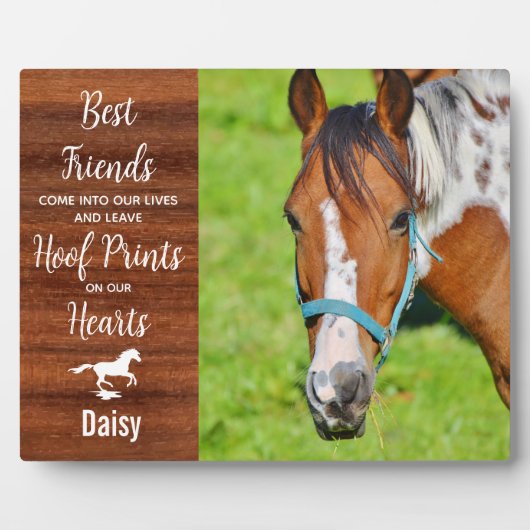 Rustikales Waldreittier Keepake Pferdememorial Fotoplatte (Vorderseite)