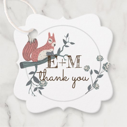 Rustikales Waldrössling Mit Monogramm Danke Geschenkanhänger (Vorderseite)