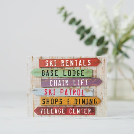 Rustikales Waldskigebiet Richtung Pfeile Postkarte (Stehend Vorderseite)