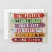 Rustikales Waldskigebiet Richtung Pfeile Postkarte (Vorne/Hinten)