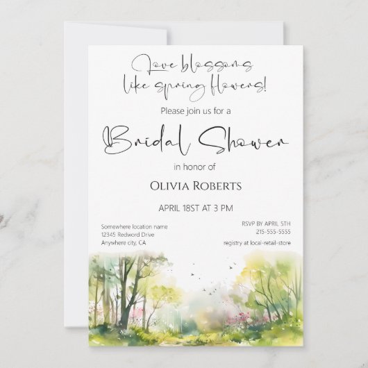 Rustikales Waldwald-Brautparty Einladung (Vorderseite)