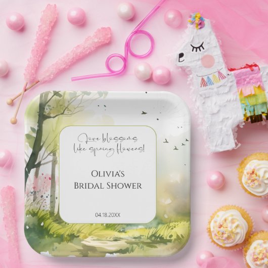 Rustikales Waldwald-Brautparty Pappteller (Party)