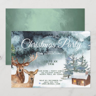 Rustikales Waldwaldtier-WeihnachtsParty Einladung