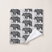 Rustikales Walking Bear Shiplap Holzbath Handtuch  Badhandtuch Set (Waschlappen)