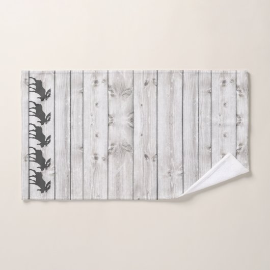 Rustikales Walking Elch Holzmuster Badhandtuch Set (Handtuch)