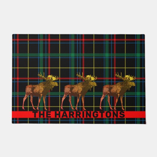Rustikales Wandern Elch Kariert Fußmatte (Vorderseite)